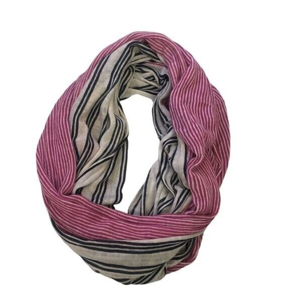 Cato Striped Infinity Scarf One Size Acrylic Pink & Black Made In China‎ - Picture 7 of 11